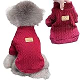 Tengcong 犬服 春 秋 冬 ニット セーター 犬用コスチューム 犬服 洋服 猫 ドッグウェア 防寒着 暖かい 可愛い おしゃれ 小型犬 中型犬 (S, ワインレッド)