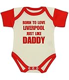 BabyPrem Baby Born to Love Liverpool Like Daddy服ボディスーツnb-12mth カラー: レッド