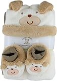 Snugly Baby 3 Pc Set Tan Fleece Baby Blanket w/ Booties & Hat by GUND