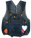 (コ-ランド) Co-land ベビー服 ロンパース 赤ちゃん カバーオール 新生児 サロペット デニム ショート丈 ジーンズ ハート柄 つなぎ服 女の子 可愛い ダーク 80