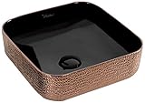 Whitehausコレクションwh71303-f24 Isabella Plusコレクション正方形上マウントBasin withエンボス加工の外部、滑らかな内部、とセンターDrain、ブラック/ローズ