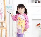 桜の雪 幼児 エプロン食事用 お絵かき用 泥遊び用 撥水 通気 長袖スモック 四季 男女兼用 (ピンク)