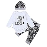 (プタス)Putars ベビー服 子供服 ロンパース 上下セット 男の子 長袖 LITTLE ASS KICKER 帽子付き 可愛い 秋 冬 新生児 歩行服 出産お祝い 記念日 プレゼント 0-18ヶ