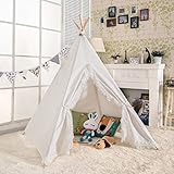 aniikiss 6 ' GiantキャンバスKids Play Teepee子Tipi Play Tent – ホワイトwithレースエッジ
