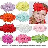 welandtechブティックベビー女児かぎ針編みヘッドバンドリボンカチューシャヘアセット10パック