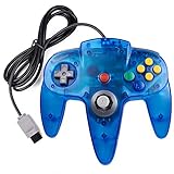 miadore Classic N64 Controller, Wired N64 64-bit Gamepad with Upgraded Joystick Remote for N64 Video Games System N64 Console-Transparent Blue