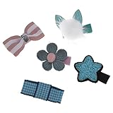 5 pcs/セット　赤ちゃんギフト　かわいい花のヘアクリップ　バレッタ　ヘアピン　蝶結び帽子セット　可愛いクリスマスギフト　クリスマス飾り品　ミントグリーンウサギ