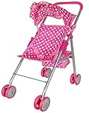 Pink & White Polka Dots Foldable Doll Stroller With Hood