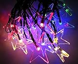 Yalufa イルミネーションライト 20LED 星 スター ストリングライト ソーラー充電式 光センサー内蔵 自動点灯 2発光モード 防水防雨 クリスマス 飾り