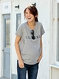 ANGELIEBE エンジェリーベ マタニティ 授乳口付き ロゴ Tシャツ （ プリント 2タイプ ） 妊婦服 産前 産後 フリー CALIFORNIA グレー 21769 21769400