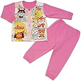 【本体綿100％】2017年 春物 アンパンマン ミニ裏毛 お着替え練習 長袖パジャマ Anpanman ピンク◇100cm