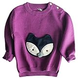 C-Princess フクロウモチーフ ニット セーター 長袖 トップス クルーネック 秋冬 ベビー キッズ 女の子 男の子 かわいい おしゃれ着 お出かけ パープル 100