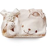 パジャマ屋 ラッピング付き 出産祝い ギフトセット オーガニック スタイ＋ガラガラ＋ミニブランケット