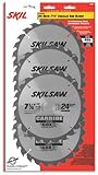 SKIL 75324 7-1/4-Inch 24 Tooth Framing Saw Blade Set with 5/8-Inch and Diamond Knockout Arbor, 4 Pac