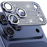 カメラカバー iPhone 17 Pro Max用 カメラ保護 キラキラ いPhone 17 Pro Max 対応 レンズカバー 全面保護 9H強化ガラス アルミ合金 耐衝撃 キズ防止 高透過率 黒縁取り 露出オーバー防止 防滴 防塵 貼り付け簡単 自動吸着 気泡ゼロ アイフォン 17 プロマックス レンズフィルム (ダークブルー)