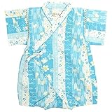 甚平 ベビー 女の子 じんべい 日本製生地 綿100% ロンパース ベビー服 うさぎ柄 うさぎ-水色-9776 70cm