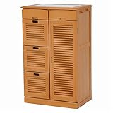 ルーバー扉キッチンカウンター/キッチン収納 【幅57】 ライトブラウン 【代引不可】 特配【TS1869】 top1-ds-1831737-ah [簡素パッケージ品]