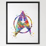 Dignovel Studios 8X10 Star Trek Command Logo Emblem Watercolor Art Print Wall Art Hanging Home Decor