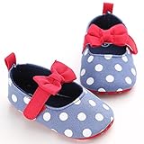 ファーストシューズ　ベビー靴　ドット　蝶結び　女の子　赤ちゃん　出産祝い　可愛い　履きやすい　練習用 (M, ブルー)