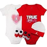 NIKE(ナイキ)エア・ジョーダン Air Jordan 女の子用レッドxホワイトTRUE LOVEエアジョーダン(JUMPMAN)半袖ボディスーツ5点セット [並行輸入品]