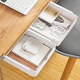 Homdolaser 机下 引き出し 2個セット デスク下 後付け ホワイト 机の下収納 隠し引き出し テーブル裏 スペース活用 スライドト
