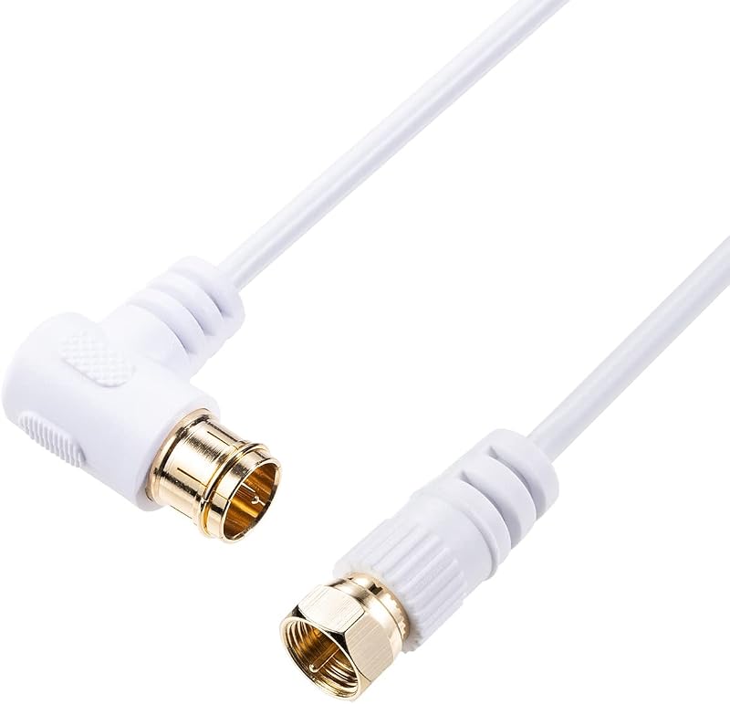 サンワダイレクト アンテナケーブル 5m 極細 4K/8K/BS/CS/地デジ対応 S-2.5C-FB L字 ネジ式 ホワイト 500-AT001-5W