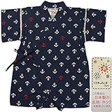 ボーイズ|ベビー|浴衣|甚平[くろわっさんす べべ]ベビー甚平|ロンパース甚平|いかり柄((日本製生地)綿100％|新生児|男の子|男児用 70cm ネイビー