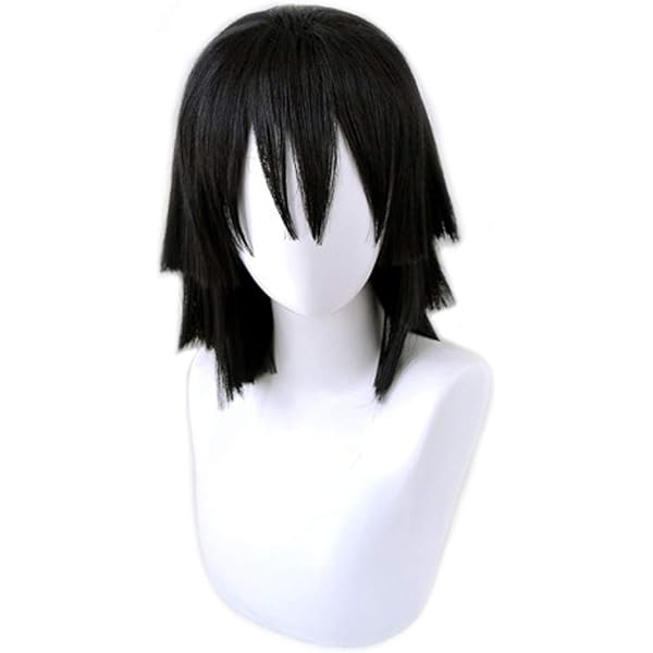伊黒小芭内　ウィッグ Amazon.co.jp: ブラック ウィッグ セミロング アニメ コスプレ