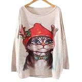 STARファッション猫ジャンパープルオーバーロングバットウィングスリーブスウェットシャツ秋