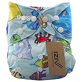 iZiv新生児1厚いおむつ付きオーガニック幼児防水/調整/再利用可能/洗えるポケット布おむつのフィット赤ちゃん0.5-3歳（オーシャン）