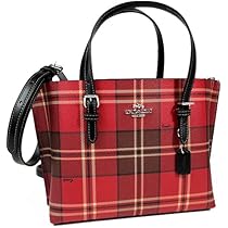 美品　コーチ　ハンドバッグ　赤　チェック　ワンショルダー　ツイード　s33 美品 コーチ ハンドバッグ 赤 チェック ワンショルダー ツイード