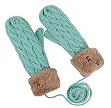 暖かい手袋冬のベルベット厚手かわいいニットライディングウールミトンフルフィンガー