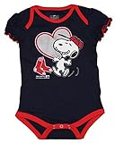 ボストンレッドソックススヌーピーat Bat Infantサイズ3 – 6ヶ月Girls Onesie /ボディスーツ – Navyブルークリーパー