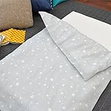 お昼寝布団 カバー 綿100％ 掛け布団カバー 102×128cm スター グレー かわいい ファスナー