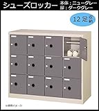 シューズロッカー　扉付・錠なしタイプ　中棚付　ダークグレー　COM-SC-12WP【同梱・代引不可】