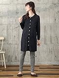 Angeliebe エンジェリーベ マタニティ パジャマ 授乳口付き スムース ドット ナイティ 妊婦服 産前 産後 前開き 長袖 L ネイビー 22114 22114370