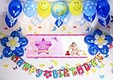 A006★BLUE風船セット■お誕生日を飾りましょ♪　【 写真+名前入り 横断幕♪】誕生日横断幕　パーティー装飾用品　★横断幕＋バルーン装飾SET★　誕生日　飾り付...