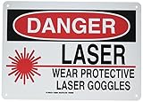 Brady 129256 Radiation and Laser Sign, Legend "Laser Wear Protective Laser Goggles", 10" Height, 14"