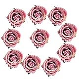 Fityle 10個　薔薇　ヨーロッパ風　ホーム飾り　花部分のみ　ヴィンテージ　手首花作り　シルクバラ　造花 - ピンクモーブ