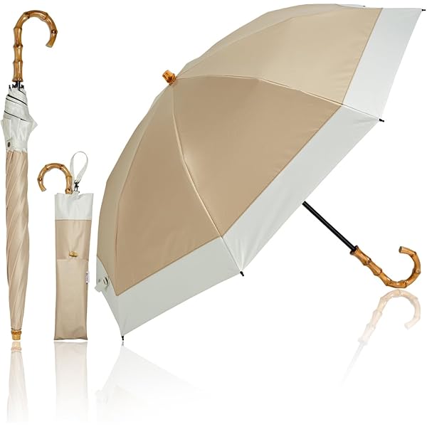 Amazon | サンバリア100 折り畳み日傘 2段折 ストライプ ブルー 木