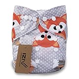 iZiv新生児1厚いおむつ付きオーガニック幼児防水/調整/再利用可能/洗えるポケット布おむつのフィット赤ちゃん0.5-3歳(グレイ・フォックス)