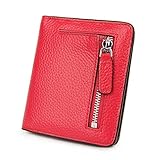 財布 レディース ２つ折り レザー ミニサイズ ウォレットミニ財布 小銭入れあり (レッド(Red))