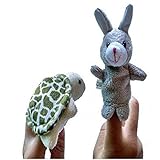 POTOJP 指人形 布の人形 家族みんなで指人形 マペットおもちゃ 縫いぐるみ 子供大好き 安心 布製 物語 童謡 おとぎ話 教育ハンドトイ 知能・五感 を育てる 動物 ごっこ遊び 2個入り(うさぎ