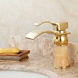 babykkフル銅Jade Basinホットとコールドゴールド蛇口滝型浴室シンク洗面