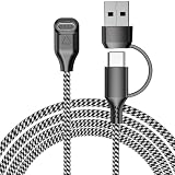 ガーミン充電ケーブル用 2in1 USB-C/USB-A ガーミン充電器 1m編スマートウォッチ充電ケーブル用 for Fenix 8 7 7S 7X 6 6S 6X 5 5S Forerunner 245 945 Instinct 2 2S Vivoactive 4 4S 3 Vivosmart 5等など対応（L字型ブラックホワイト）