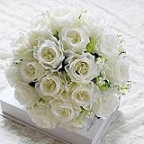 Wrightjp 造花 ローズバンチ アートフラワー 18花の頭 手作り 人工バラ 薔薇花束 インテリア 枯れない花 プレゼント バラ花束、シミュレーション花 結婚式 お祝い 飾り ギフトなどにお勧め