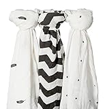 Muslin Swaddle Blanket Baby Swaddle 100% Cotton 47x47 Inches 3 Pack Soft Breathable Cross Feather Bl