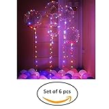 LED Light Up Balloons [6-PACK) 20 Clear Balloons with Multi-Color LED Light Bar String by COSMOSS St