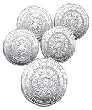 S.fields.inc タロットコイン 占いコイン 5枚セット 12星座 記念コイン マジック 手品 合金 (シルバー)