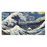 MTG プレイマット The Great Wave ボードゲーム カードゲーム トレーディングカードゲーム プレイマット MTG TCG デスクマットパッド 滑らかな表面 ラバーベース ステッチエッジ オリジナル手描き (35X60CM)